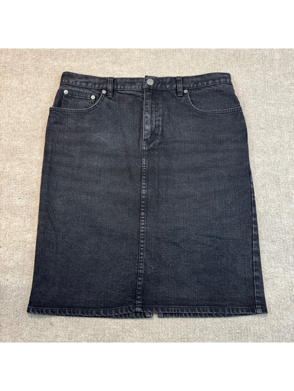 Ladies LRL Ralph Lauren Black Denim Straight Pencil Skirt Jean Size 12 x 22"